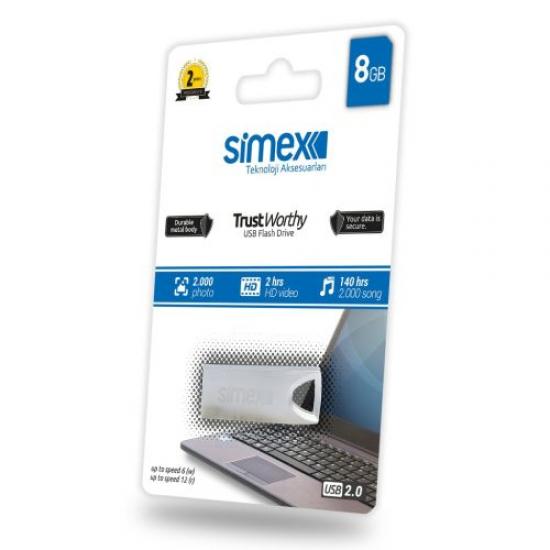 Simex Trust Worthy 2.0 Metal 8GB USB Bellek