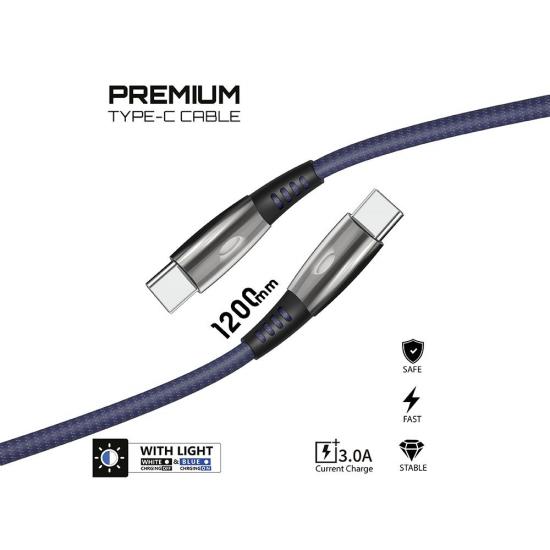 K645 Premium TYPE-C 3A Işıklı Şarj Kablosu